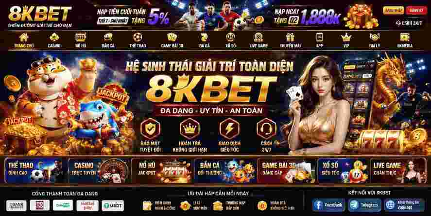 8KBET 16 Giao diện tổng thể hệ sinh thái giải trí và các sảnh trò chơi
